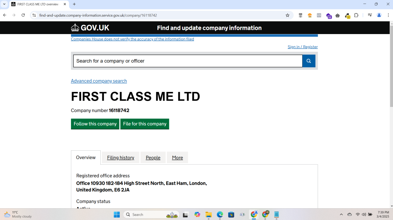 Gov.uk First Class Me ltd